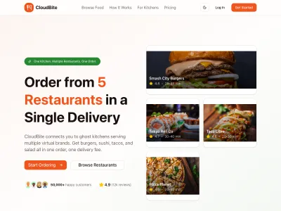 CloudBite ghost kitchen ordering platform demo app